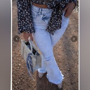Willow Exclusive Light Blue Distressed Flare Jeans comfort X10 NEW